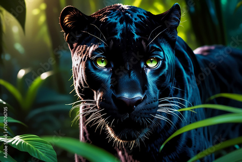  Black Panther walking through the jungle wild cat Breath Taking close up of a Black Tiger Portrait Terror of the Jungle Black Leopard in the woods Tropical Rainforest wildlife jaguar in the forest