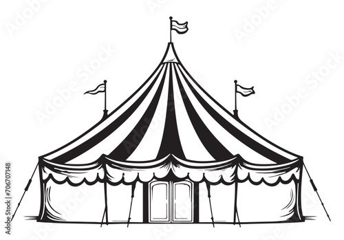 Circus tent sketch hand drawn vector illustration