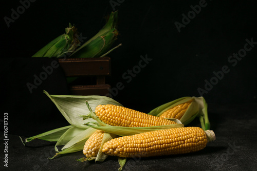 Freshly harvested sweet cor...