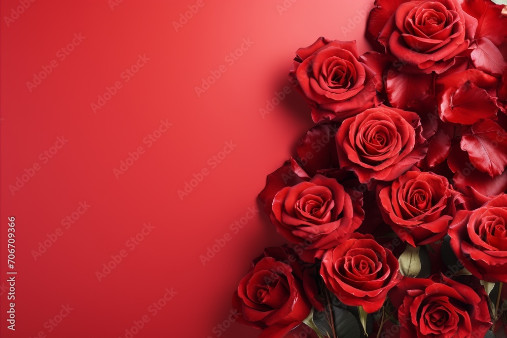 Red Roses Bouquet on Pastel Background for Valentines, Birthdays, Womens Day, Mothers Day Red Roses Bouquet on Pastel Background for Valentines, Birthdays, Womens Day, Mothers Day