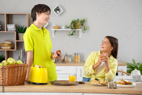 Cute girl with her brother ...
