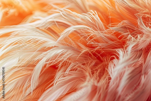 Close-up of pink feathers as a background, macro, soft focus. Image in Peach Fuzz Color