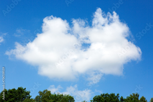 Blue sky background with white clouds. Nature summer background.