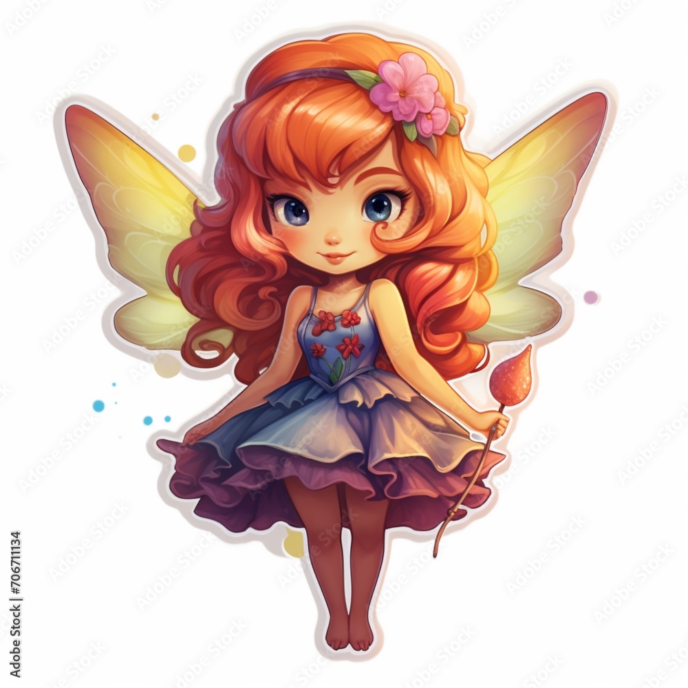 Beautiful fairy cartoon character sticker vector image Ai generated art Beautiful fairy cartoon character sticker vector image Ai generated art