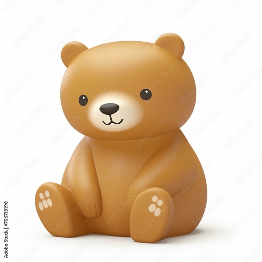 Cute plastic teddy bear doll isolated white background Cute plastic teddy bear doll isolated white background