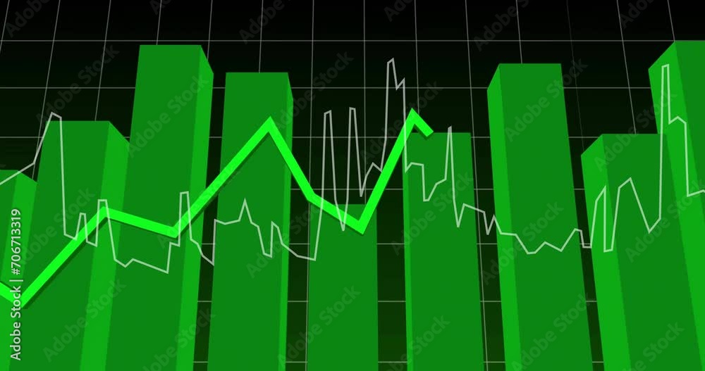 Animation of data processing on black background