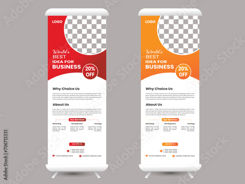 Corporate rollup banner template, Creative and simple rollup banner template. photo