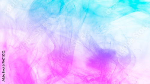 clouds of smoke of mixed pink and cyan colors against white background