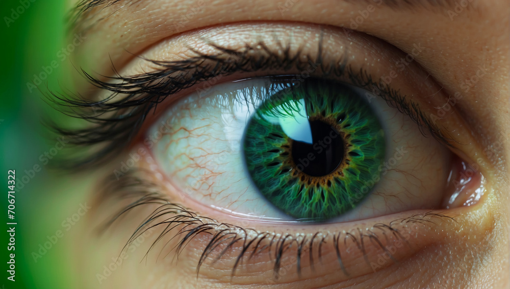 Fototapeta premium Beautiful green eye closeup