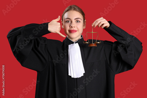 Young judge with justice sc...