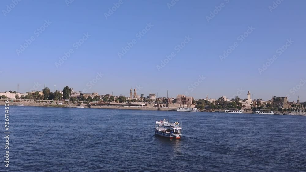 Panorama of the famous Nile in Luxor, Egypt Panorama of the famous Nile in Luxor, Egypt