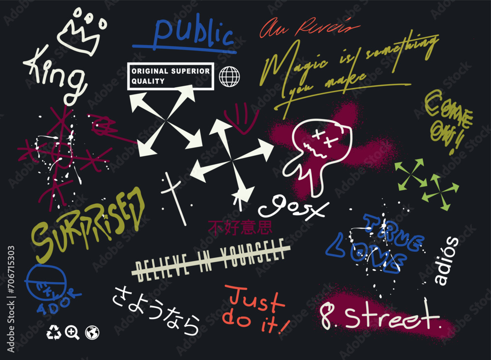 Fototapeta premium Street Work graffiti slogan illustration vector.