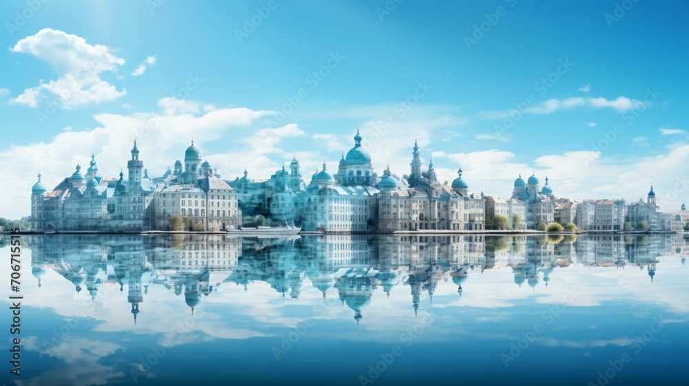 Dresden city buildings view on the riverside wallpaper AI Generated Image