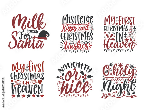 Christmas bundle quotes sayings and phrase typography handwriting bundle collection vector