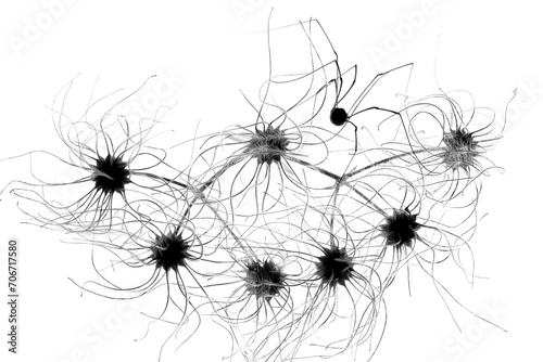 Intricate network of abstract black lines on white