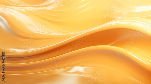 Abstract yellow Liquid Background. Cream Flow Design. Colorful Abstract Gradient. Liquid Waves for Music Poster, Cover, Banner, Placard, Flyer, Presentation. 3D render.