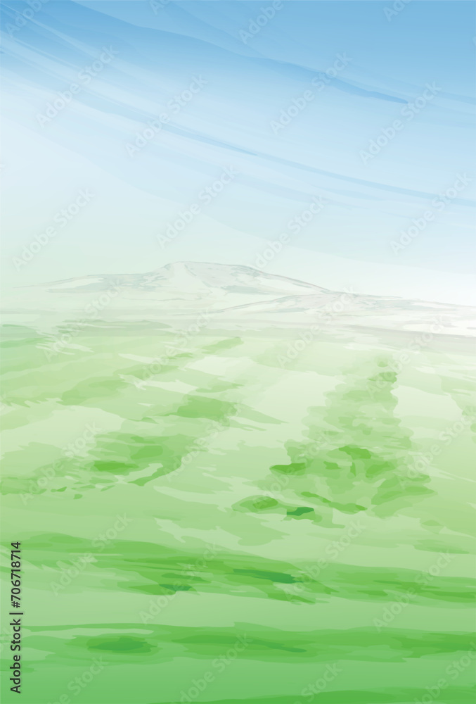Fototapeta premium Israel land. Vector landscape. Watercolor textured banner. 