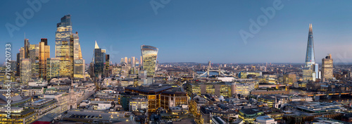 UK, England, London, City skyline 2024 from St Pauls dusk Shard