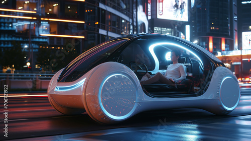 Autonomous driving in the city: High-tech car takes passenger to destination © Emiliia