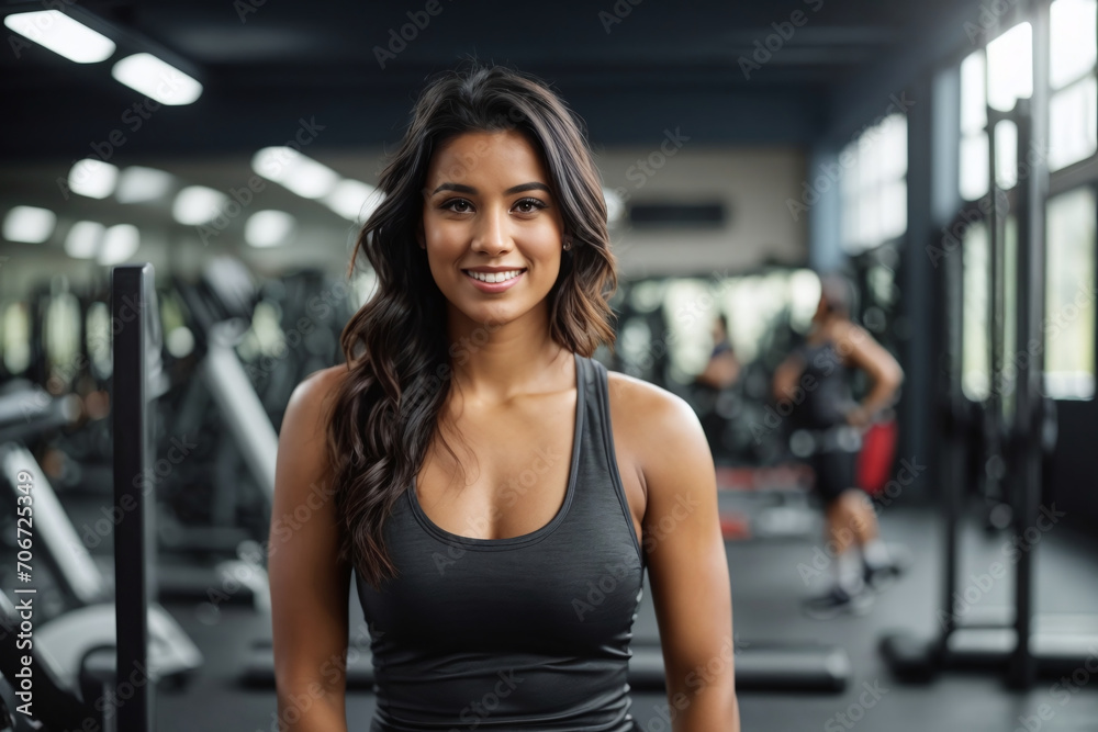 portrait of a young woman in a gym