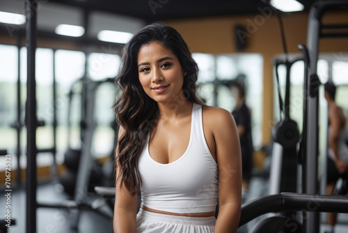 portrait of a young woman in a gym