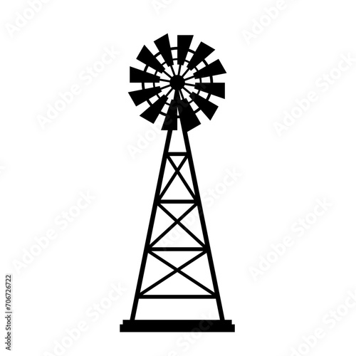 Windmill silhouette icon vector. Rural building silhouette can be used as icon, symbol or sign. Windmill icon vector for design of farm, village or countryside