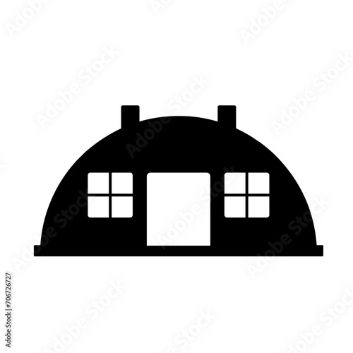 Barrack silhouette icon vector. Military barrack silhouette can be used as icon, symbol or sign. Barrack icon vector for design of military, base or camp