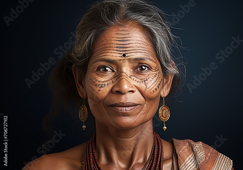 Elderly Indian woman. Woman's Day. Tradition and culture. AI generated photo