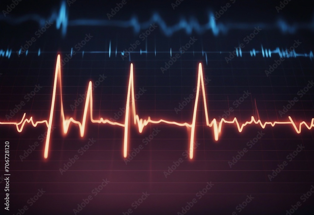 Electrocardiogram waveform with strong lights from EKG test 