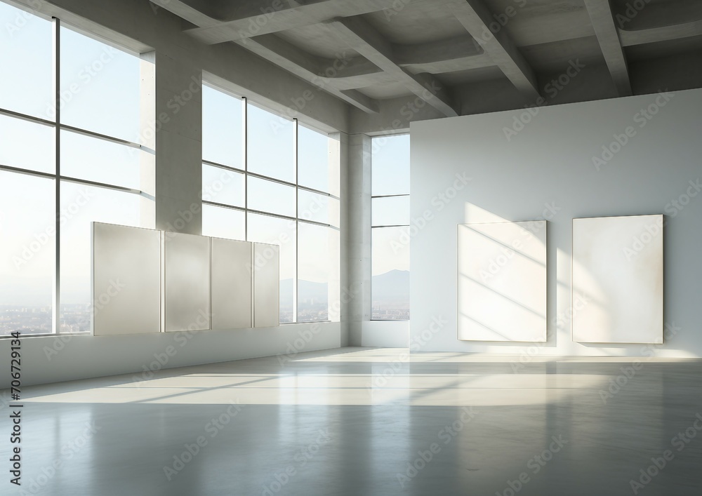 Fototapeta premium empty room with windows