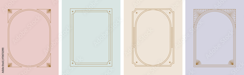 Art Deco frames minimalist collection. Elegant luxury borders and frames, vector templates design