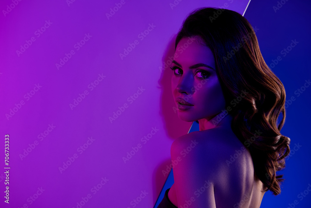 Photo of hot attractive lady have in night club disco flirt millionaire guy promoting vogue events occasion Photo of hot attractive lady have in night club disco flirt millionaire guy promoting vogue events occasion