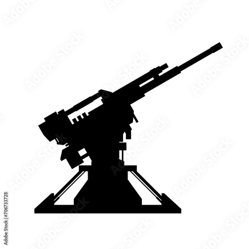 Artillery silhouette icon vector. Anti air turret silhouette can be used as icon, symbol or sign. Artillery icon vector for design of weapon, military, army or war