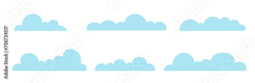 Set of various blue clouds.Vector graphics.