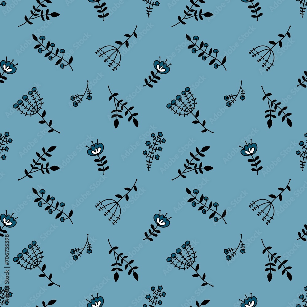 Obraz premium Line ethnic floral seamless summer flower pattern for fabrics and linens and wrapping paper and kids clothes print