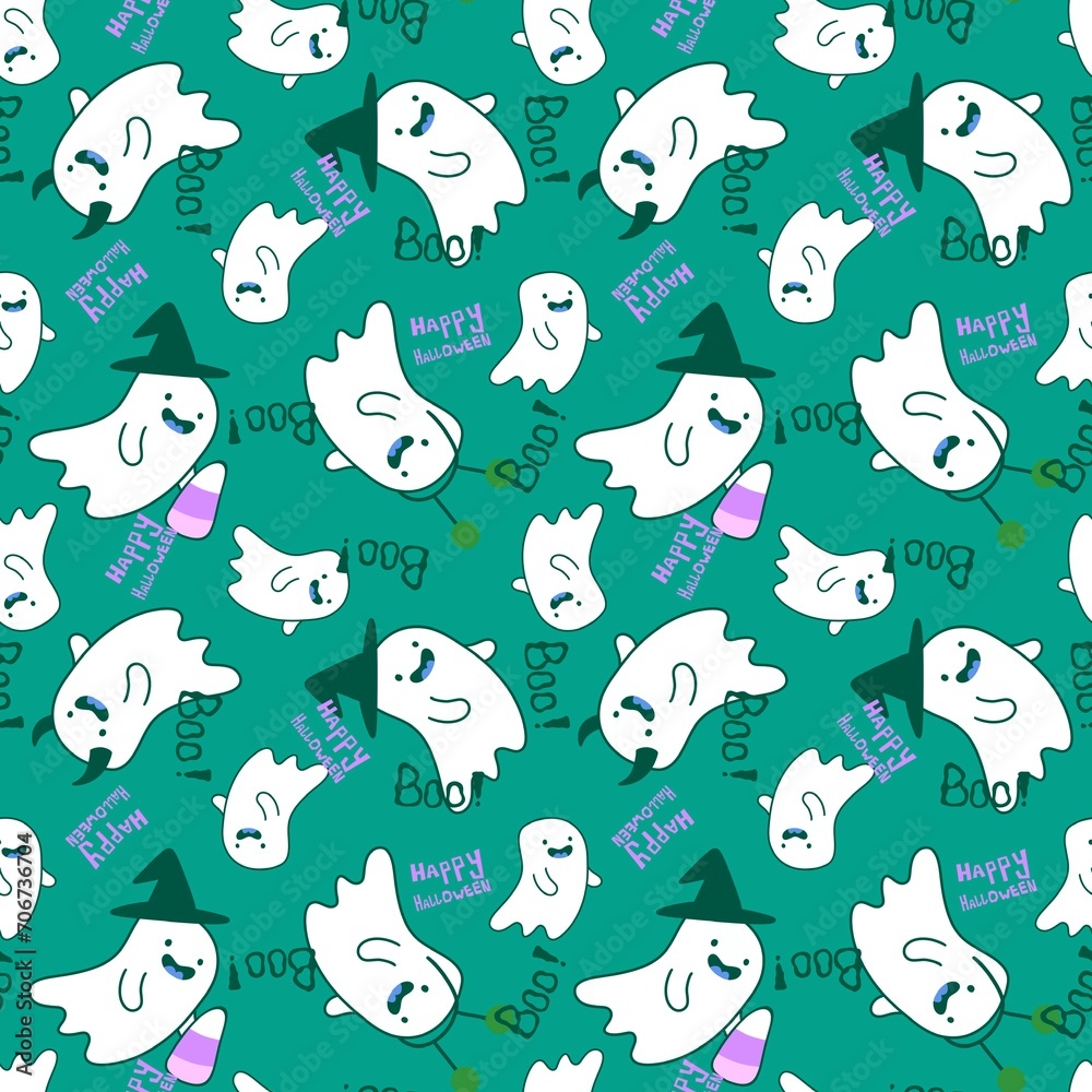 Halloween monsters seamless ghost pattern for wrapping paper and fabrics and linens and kids clothes print Halloween monsters seamless ghost pattern for wrapping paper and fabrics and linens and kids clothes print