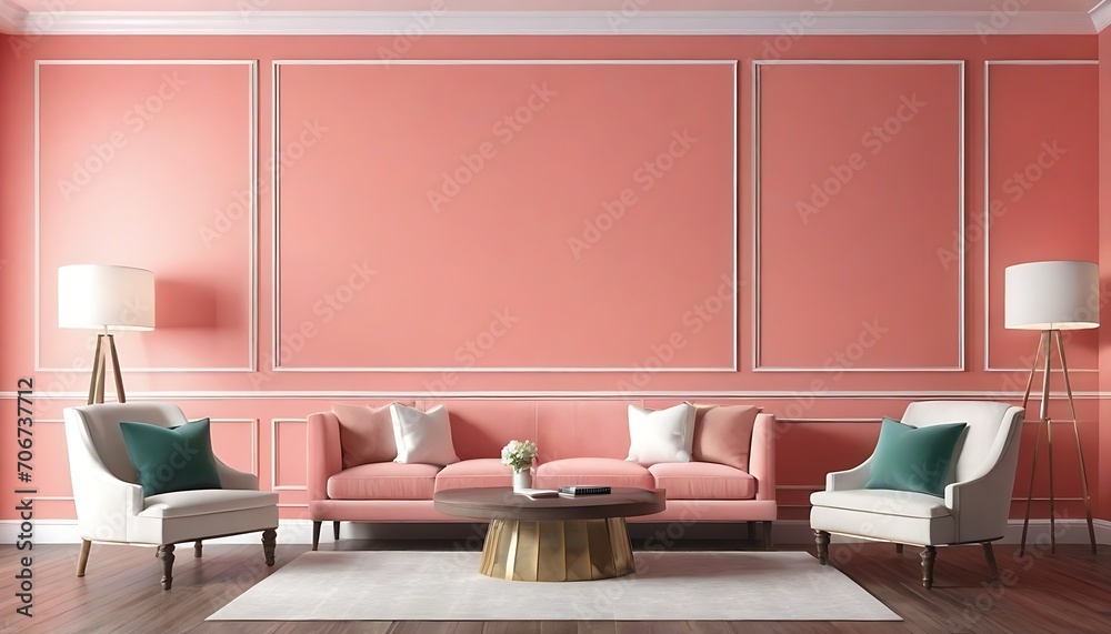 Obraz premium Interior design for living area or reception in modern concept design/ 3d illustration,3d rendering