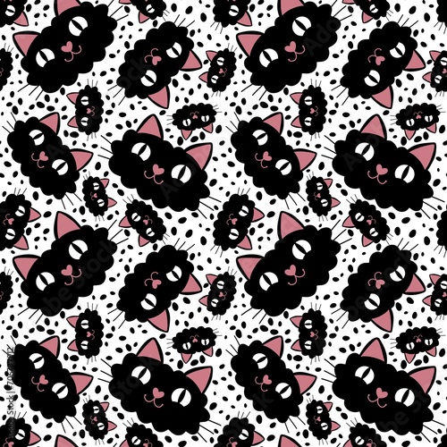Halloween cartoon animals seamless cats pattern for wrapping paper and fabrics and linens and kids clothes print