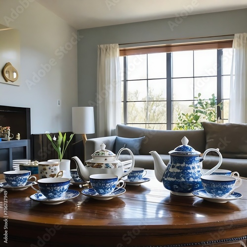 Wallpaper Mural Tea set in living room. Torontodigital.ca