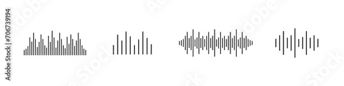 Sound wave set. Audio waves  Equalizer  radio signal elements. Sound wave  music signal vector  icons