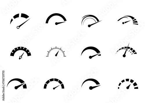 speedometer icons black and white. Vector illustration. minimalist and modern concept