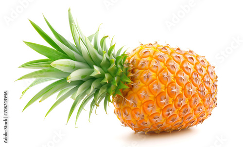 Fresh whole pineapple on white background