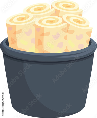 Milk fried ice cream icon cartoon vector. Sweet asian food. Restaurant cooking
