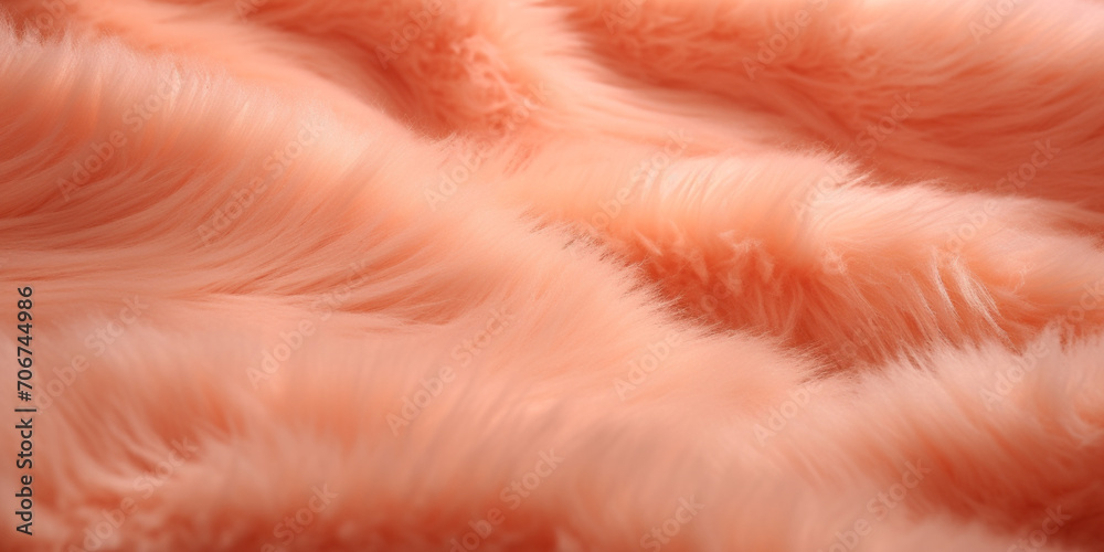 background of peach fuzz color fluffy fur textile texture, laid with soft folds in close-up, wallpaper concept, banner base background of peach fuzz color fluffy fur textile texture, laid with soft folds in close-up, wallpaper concept, banner base