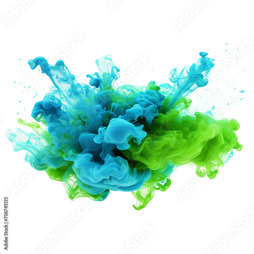 blue and green splashes