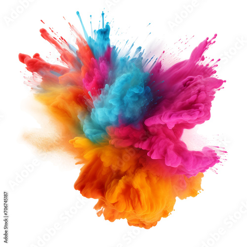 The blast is isolated, colorful watercolor splashes