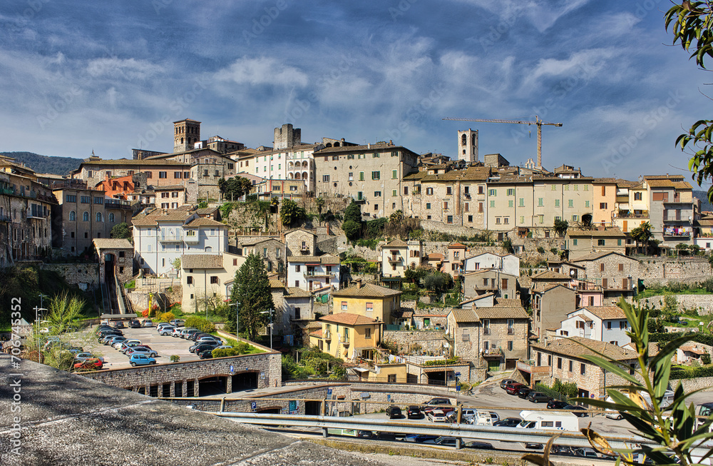 Panoramic view of the beautiful medieval town of Narni, (Italy, Terni)