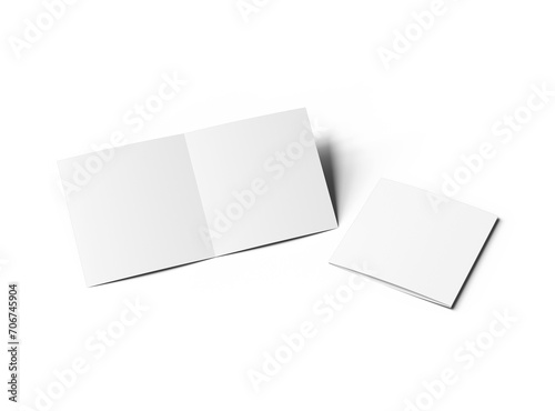 Blank Half Fold square brochure 3d render on transparent background