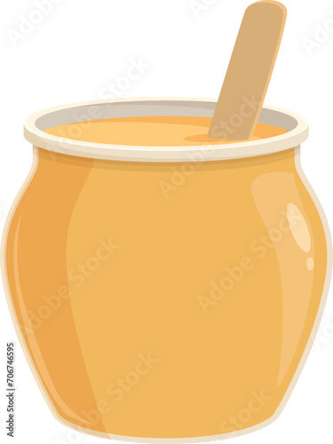 Open tahini jar icon cartoon vector. Pita greek. Plate sesame cream