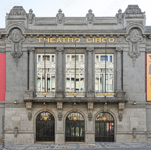 front facade of theatro circo building in the city of Braga photo